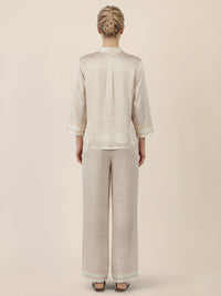 APART Blusenshirt mit Stehkragen und Punktmuster | creme-multicolor