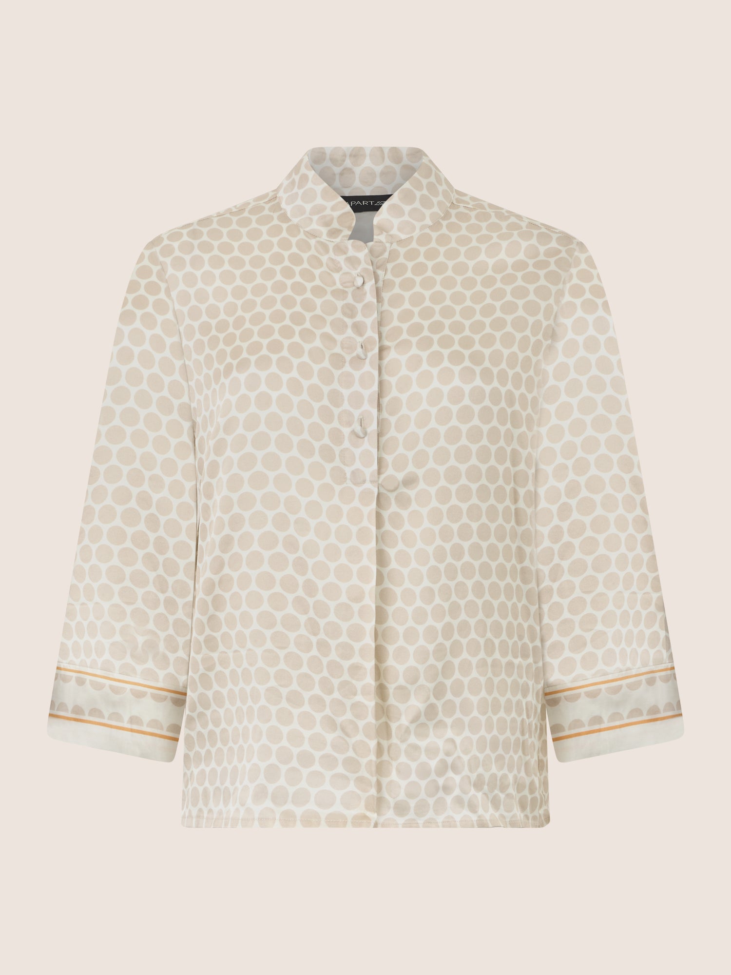 APART Blusenshirt mit Stehkragen und Punktmuster | creme-multicolor