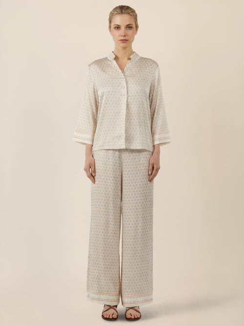APART Satinhose mit Punktedesign und Kontrastsaum | creme-multicolor image 1