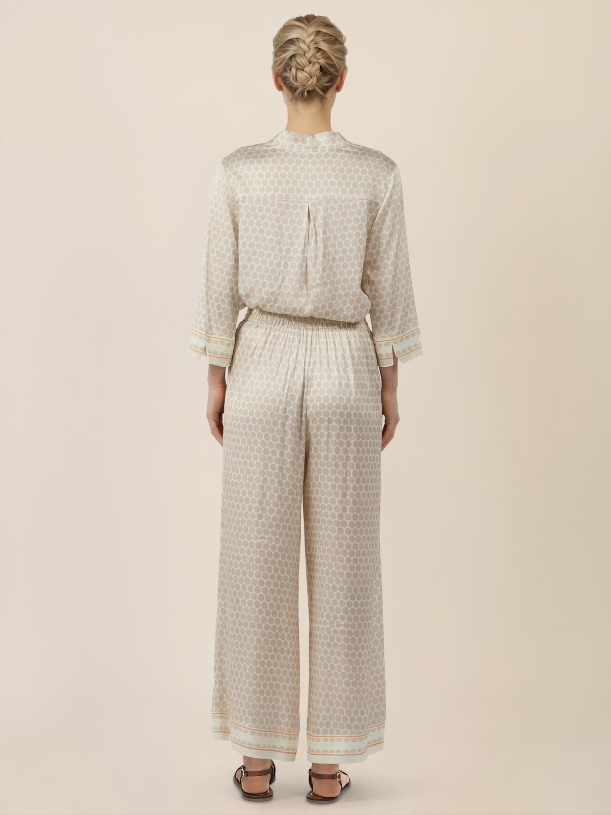 APART Satinhose mit Punktedesign und Kontrastsaum | creme-multicolor