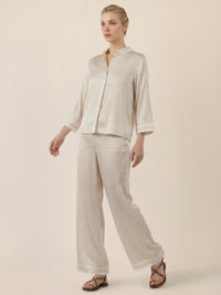 APART Satinhose mit Punktedesign und Kontrastsaum | creme-multicolor