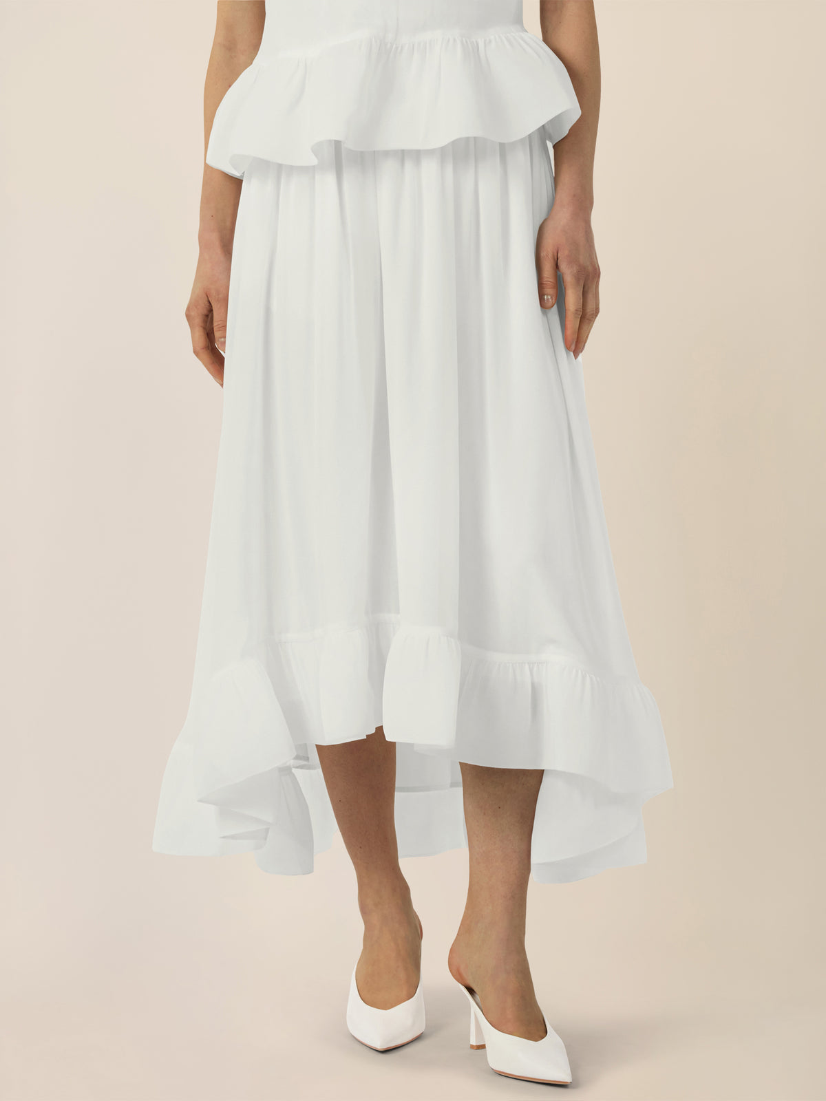 APART Rock mit Volantsaum und High-Low-Schnitt | creme