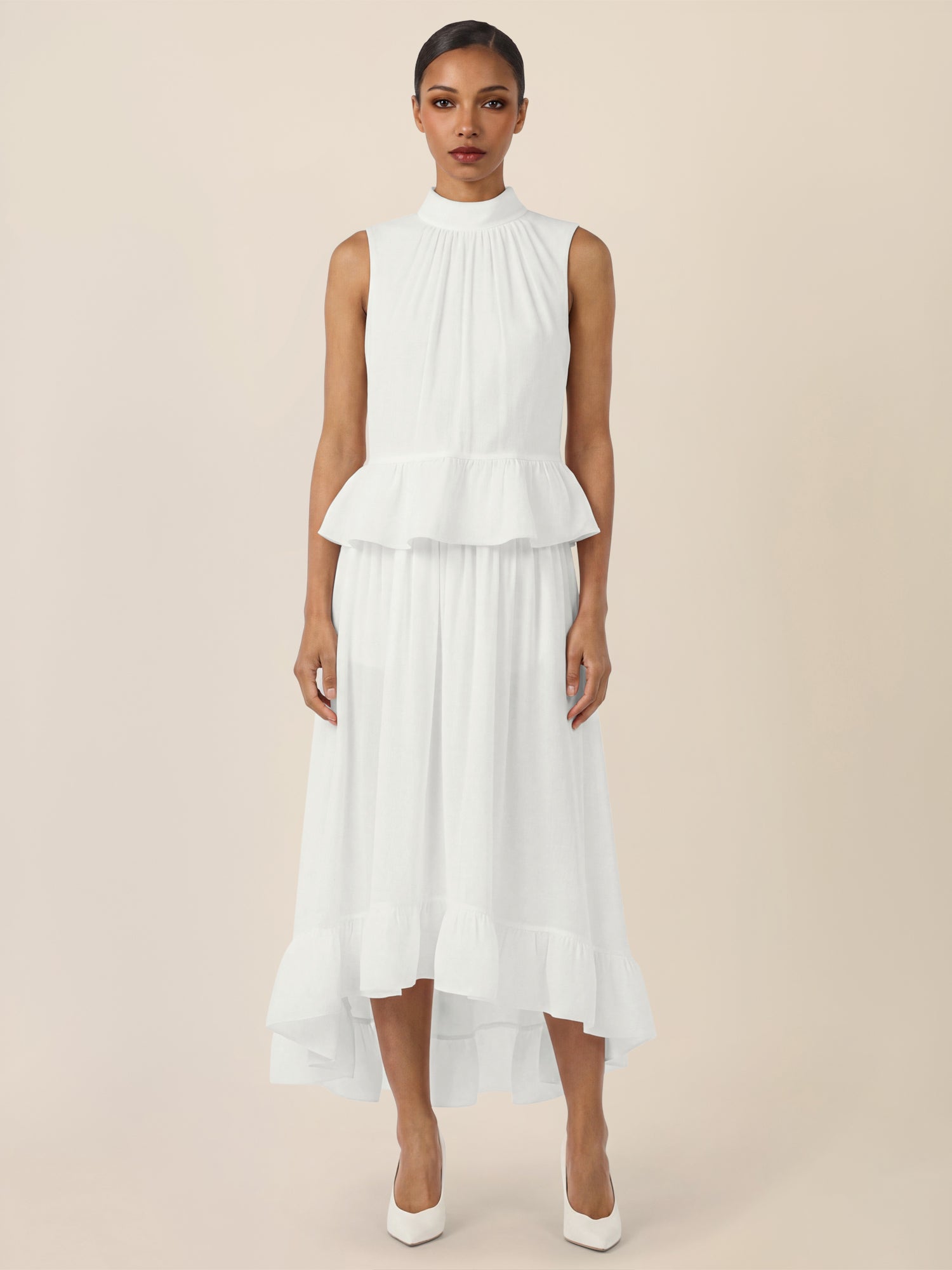 APART Rock mit Volantsaum und High-Low-Schnitt | creme