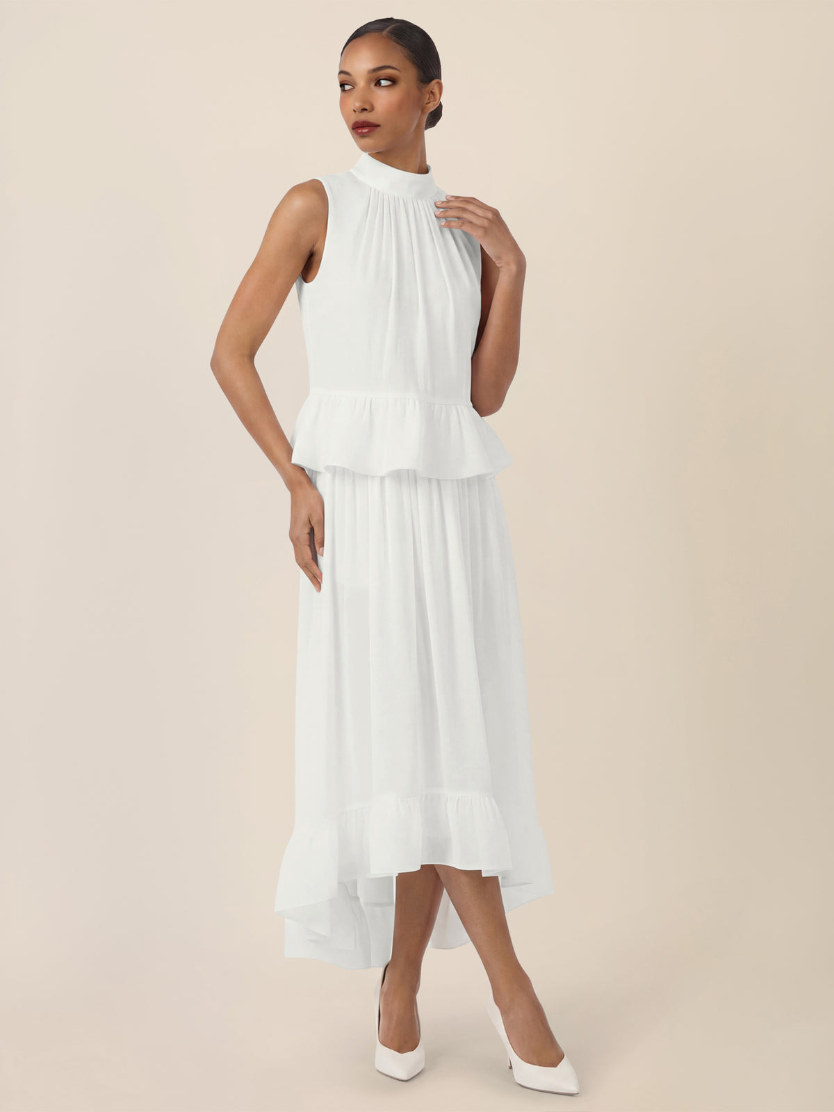 APART Rock mit Volantsaum und High-Low-Schnitt | creme