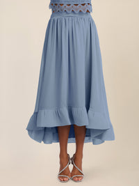 APART Rock mit Volantsaum und High-Low-Schnitt | rauchblau