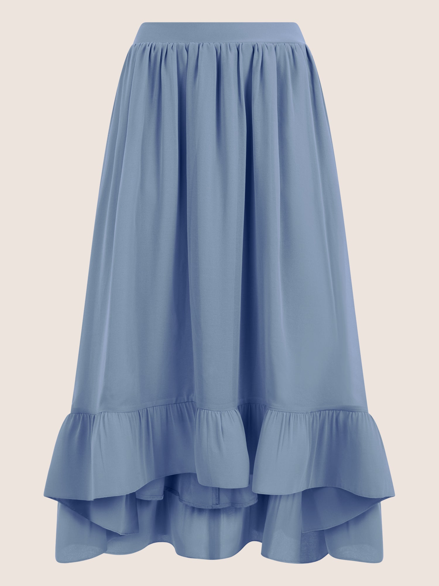 APART Rock mit Volantsaum und High-Low-Schnitt | rauchblau