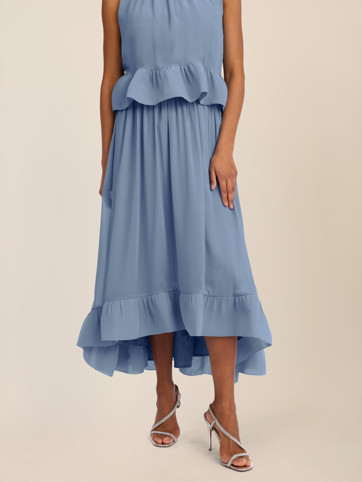 APART Rock mit Volantsaum und High-Low-Schnitt | rauchblau