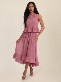 APART Rock mit Volantsaum und High-Low-Schnitt | rosé