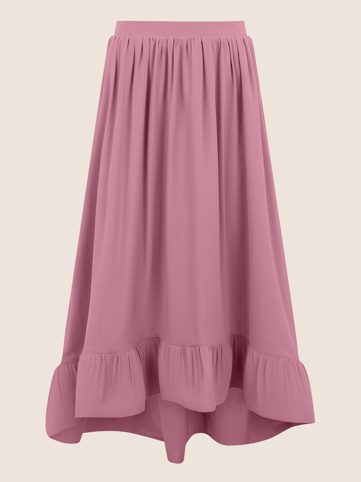 APART Rock mit Volantsaum und High-Low-Schnitt | rosé