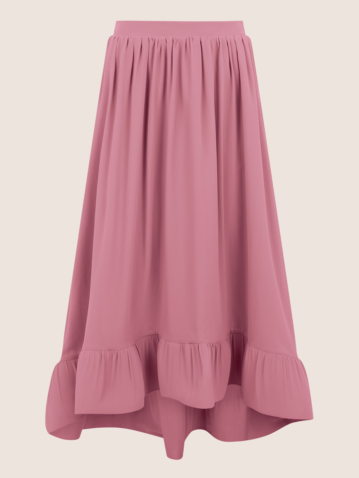 APART Rock mit Volantsaum und High-Low-Schnitt | rosé