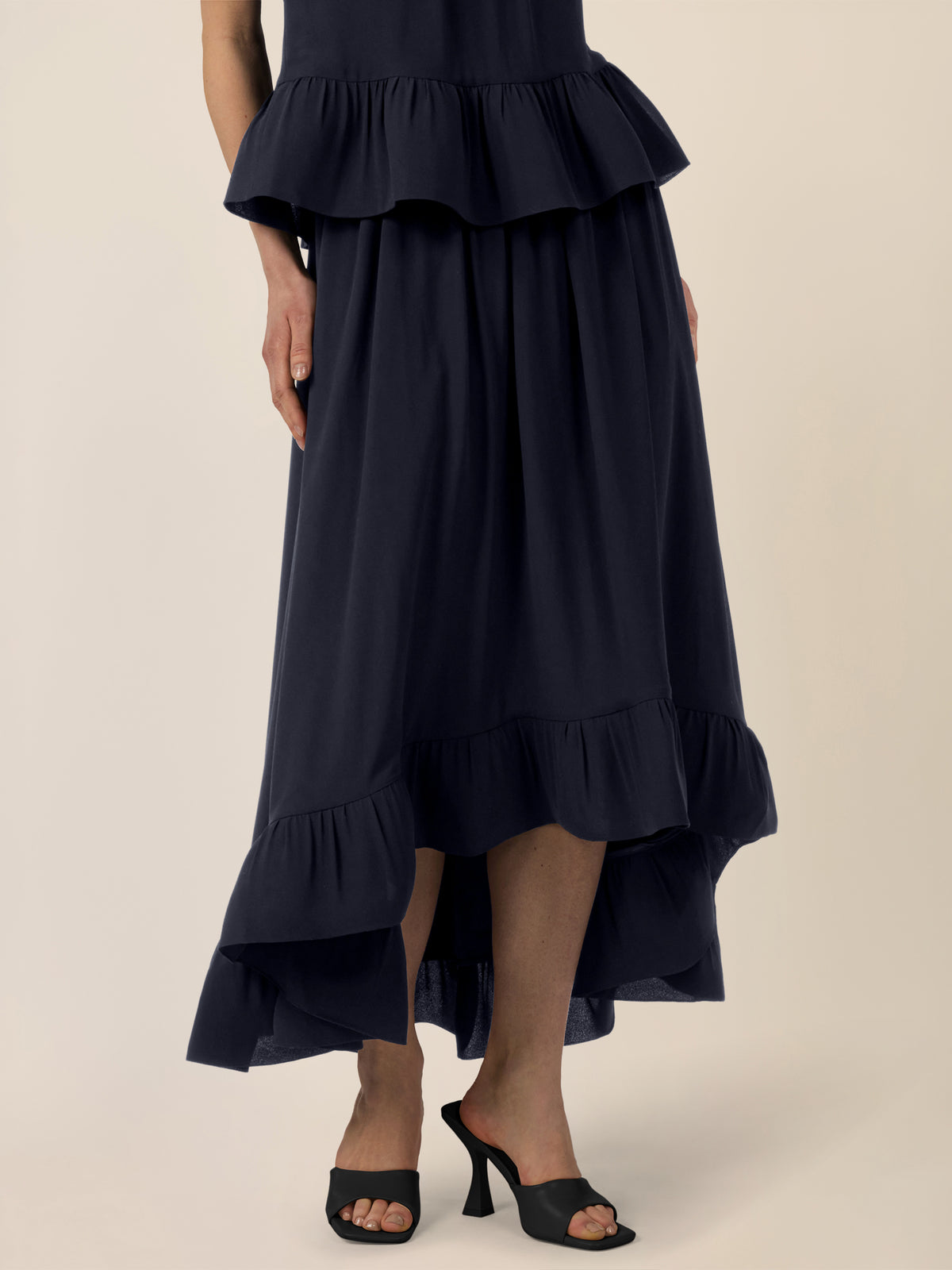 APART Rock mit Volantsaum und High-Low-Schnitt | nachtblau