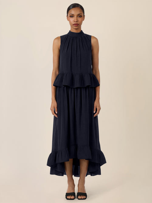 APART Rock mit Volantsaum und High-Low-Schnitt | nachtblau image 1