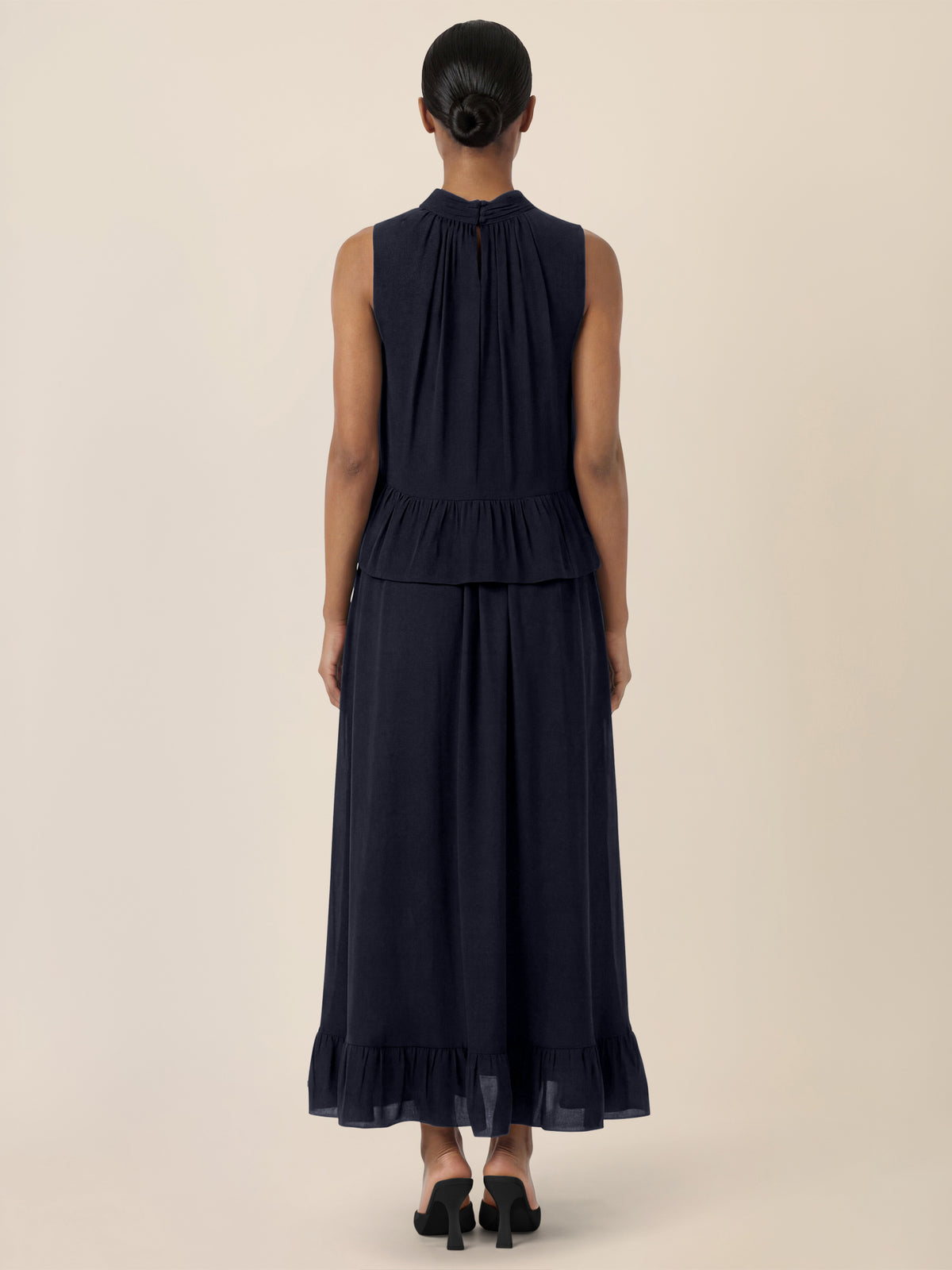 APART Rock mit Volantsaum und High-Low-Schnitt | nachtblau