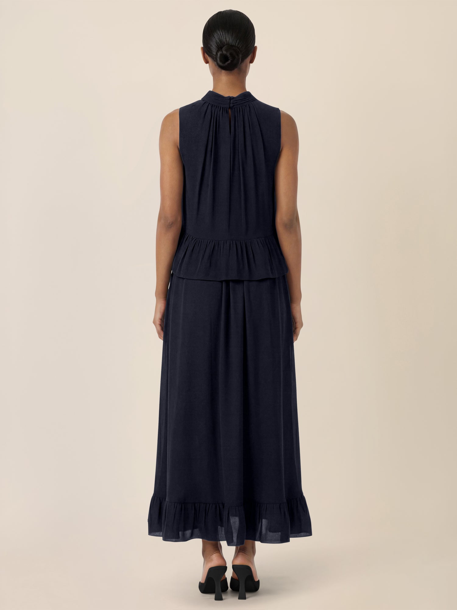 APART Rock mit Volantsaum und High-Low-Schnitt | nachtblau