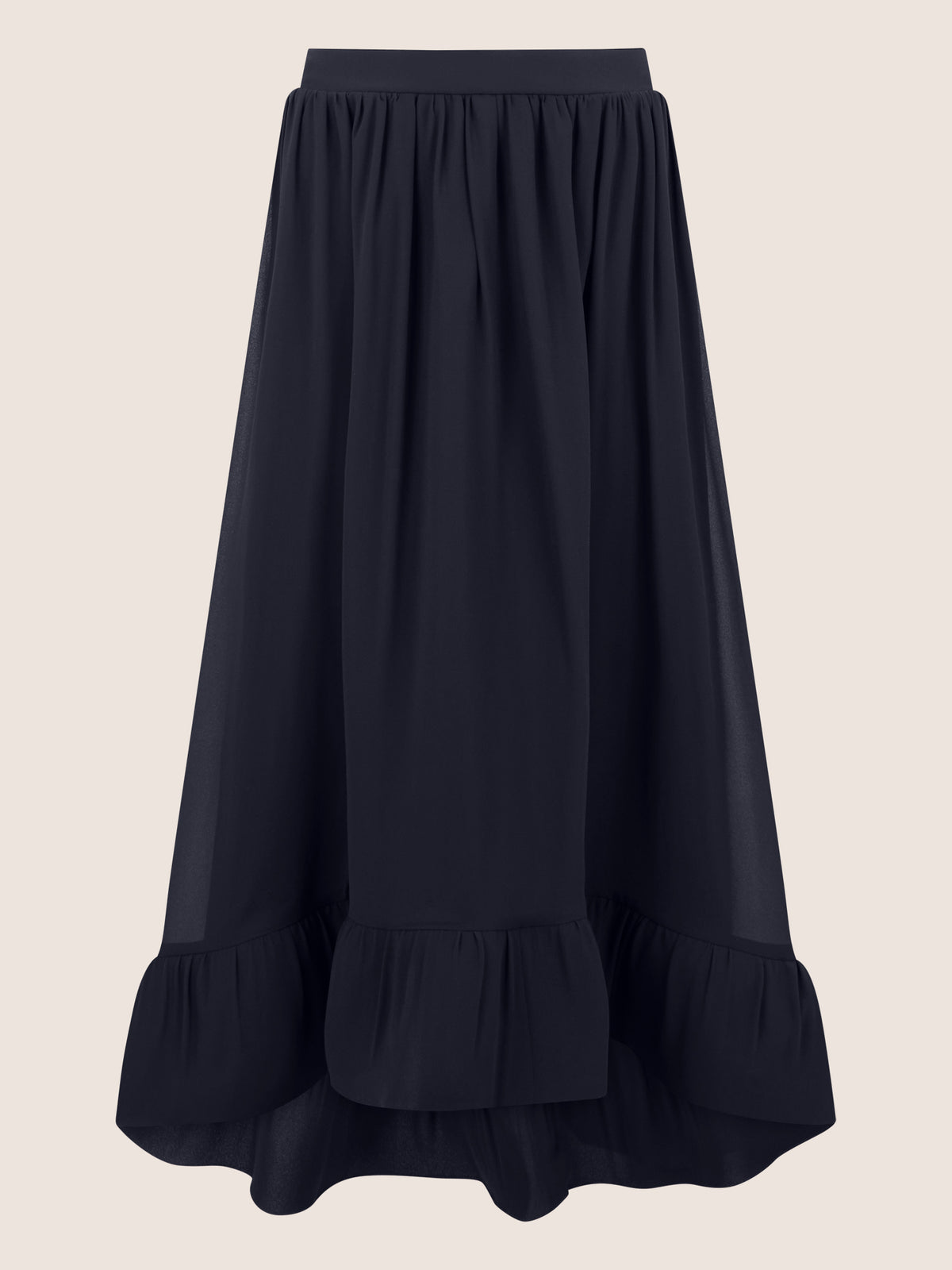 APART Rock mit Volantsaum und High-Low-Schnitt | nachtblau