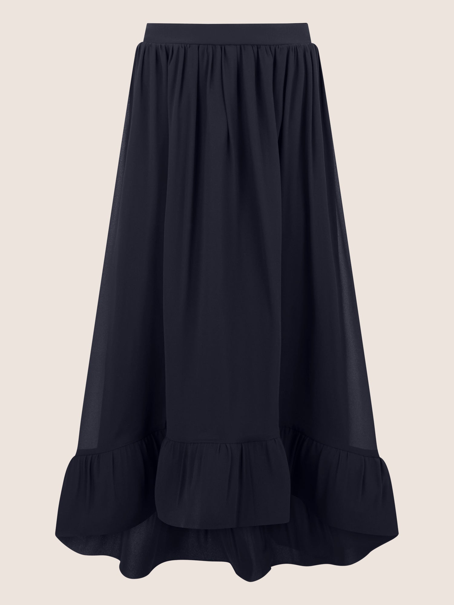 APART Rock mit Volantsaum und High-Low-Schnitt | nachtblau