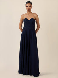 APART Elegantes Abendkleid mit Spitzenmieder | nachtblau