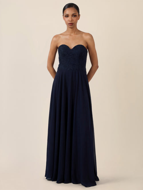 APART Elegantes Abendkleid mit Spitzenmieder | nachtblau image 1