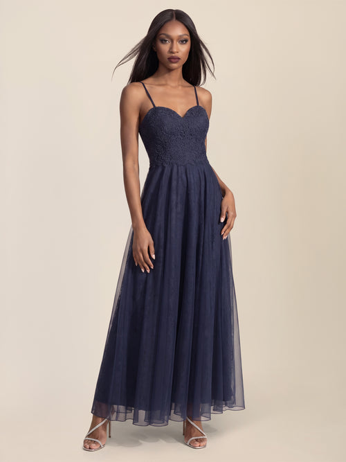 APART Elegantes Abendkleid mit Spitzenmieder | nachtblau image 1