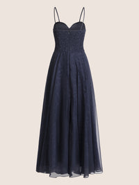 APART Elegantes Abendkleid mit Spitzenmieder | nachtblau