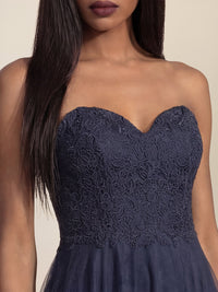 APART Elegantes Abendkleid mit Spitzenmieder | nachtblau