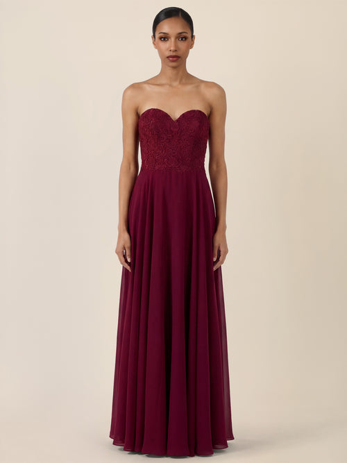 APART Elegantes Abendkleid mit Spitzenmieder | weinrot image 1