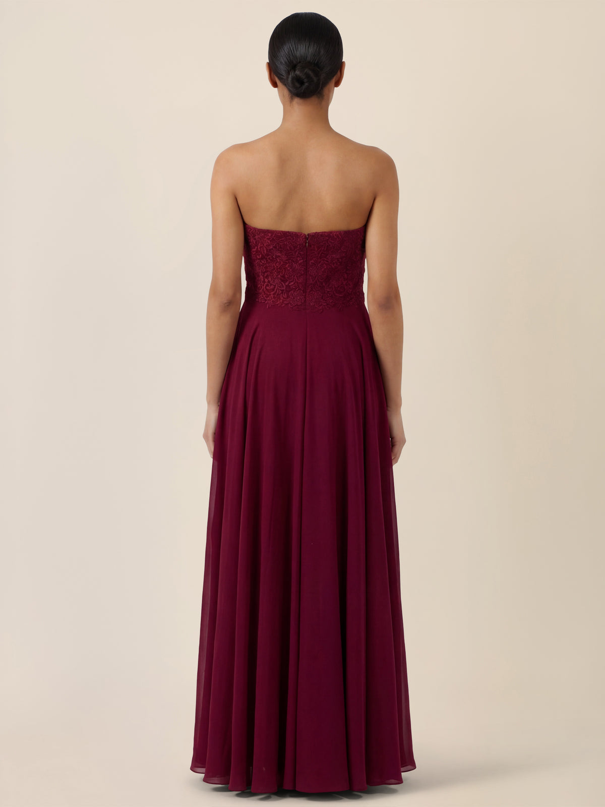 APART Elegantes Abendkleid mit Spitzenmieder | weinrot
