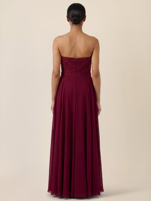 APART Elegantes Abendkleid mit Spitzenmieder | weinrot image 1