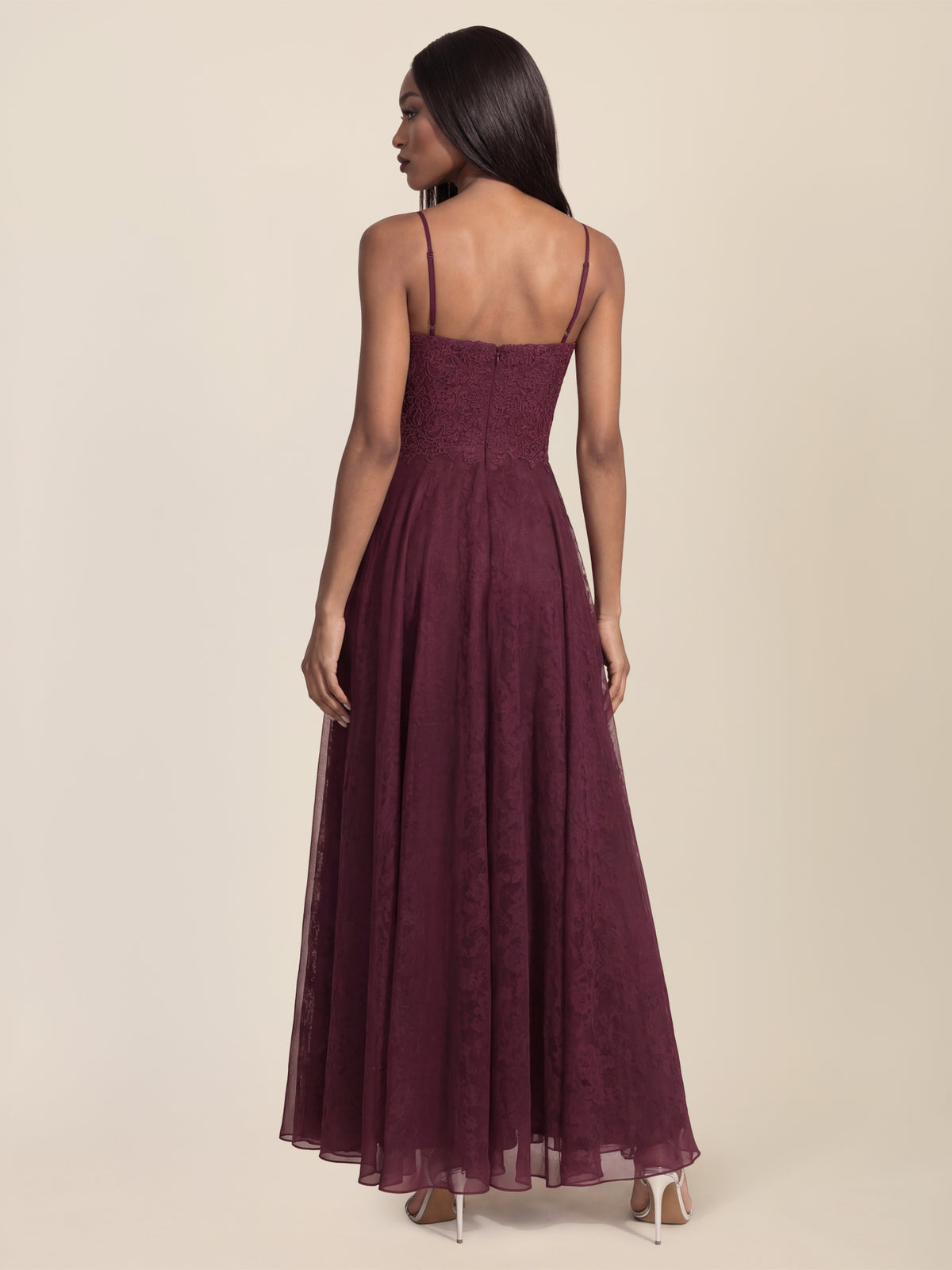 APART Elegantes Abendkleid mit Spitzenmieder | weinrot