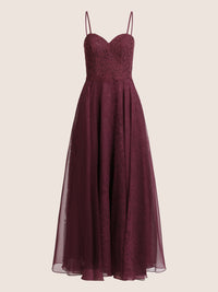 APART Elegantes Abendkleid mit Spitzenmieder | weinrot