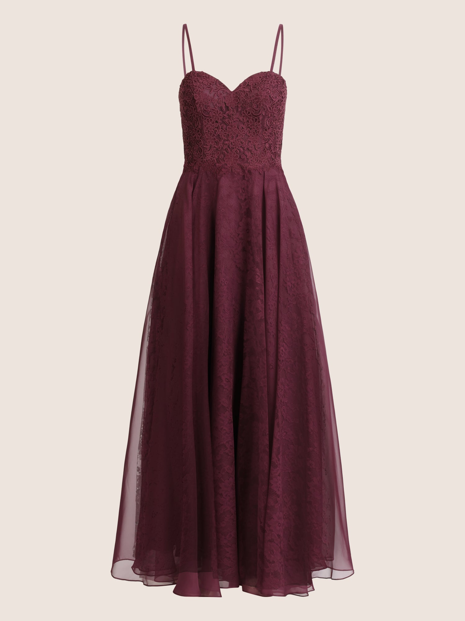 APART Elegantes Abendkleid mit Spitzenmieder | weinrot