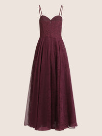 APART Elegantes Abendkleid mit Spitzenmieder | weinrot