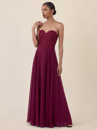 APART Elegantes Abendkleid mit Spitzenmieder | weinrot