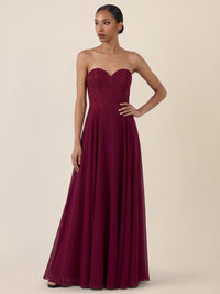 APART Elegantes Abendkleid mit Spitzenmieder | weinrot