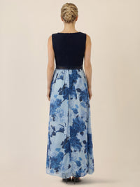 APART Maxikleid mit Spitzentop und Blumendesign | nachtblau-multicolor