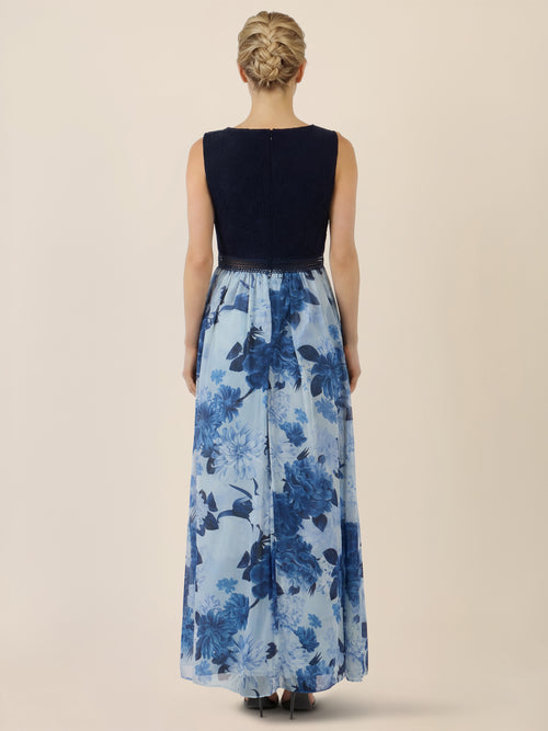 APART Maxikleid mit Spitzentop und Blumendesign | nachtblau-multicolor image 1
