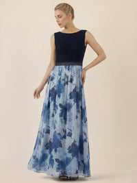 APART Maxikleid mit Spitzentop und Blumendesign | nachtblau-multicolor