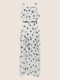 APART Maxikleid mit Stufen und Punktemuster | creme-nachtblau