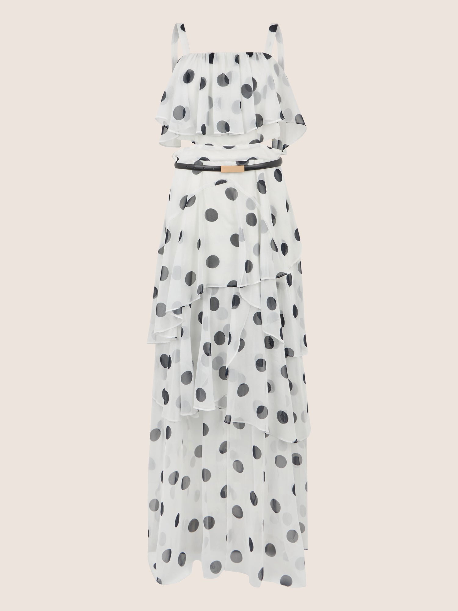 APART Maxikleid mit Stufen und Punktemuster | creme-nachtblau