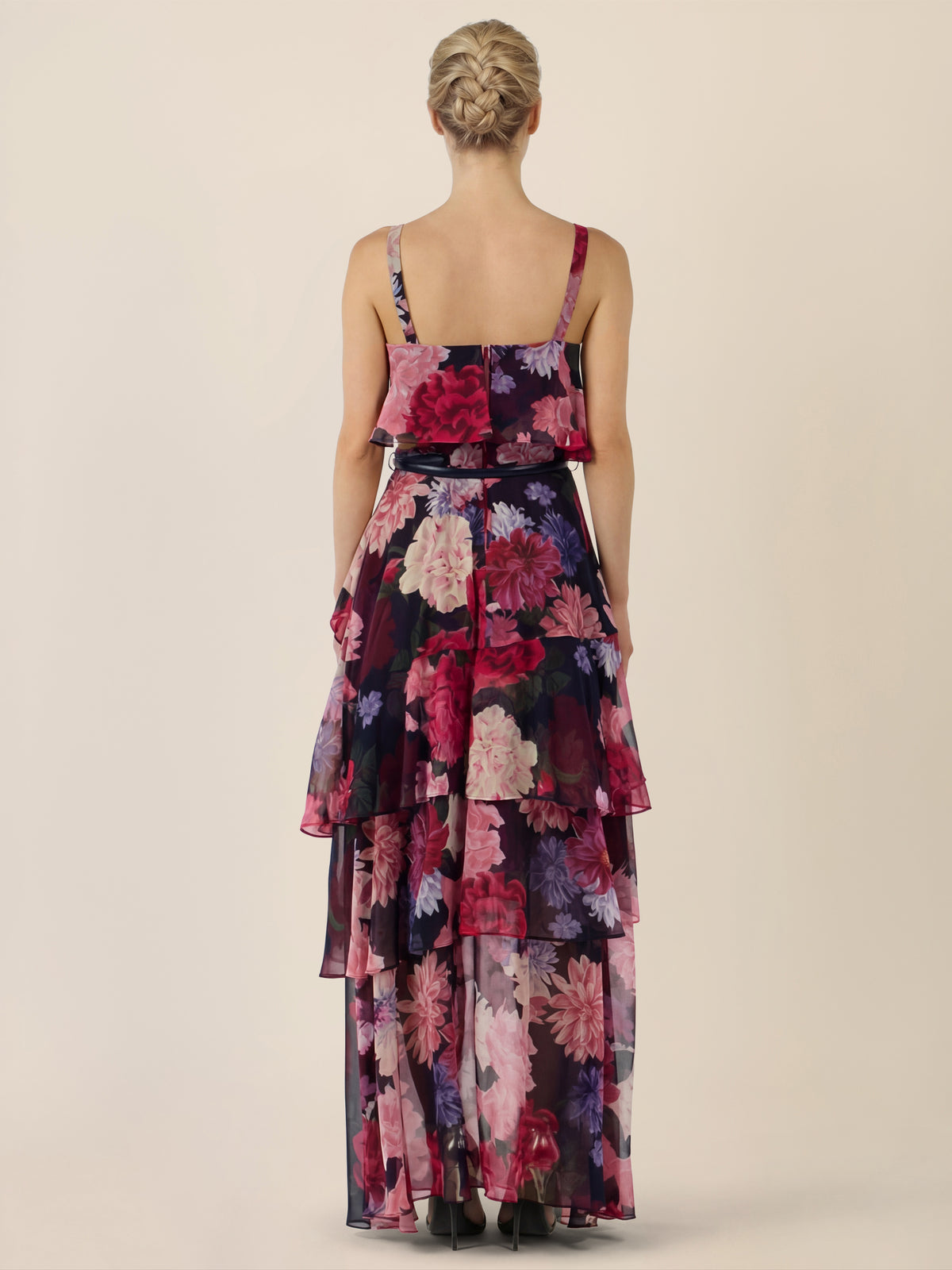 APART Stufenkleid mit floraler Eleganz | weinrot-multicolor