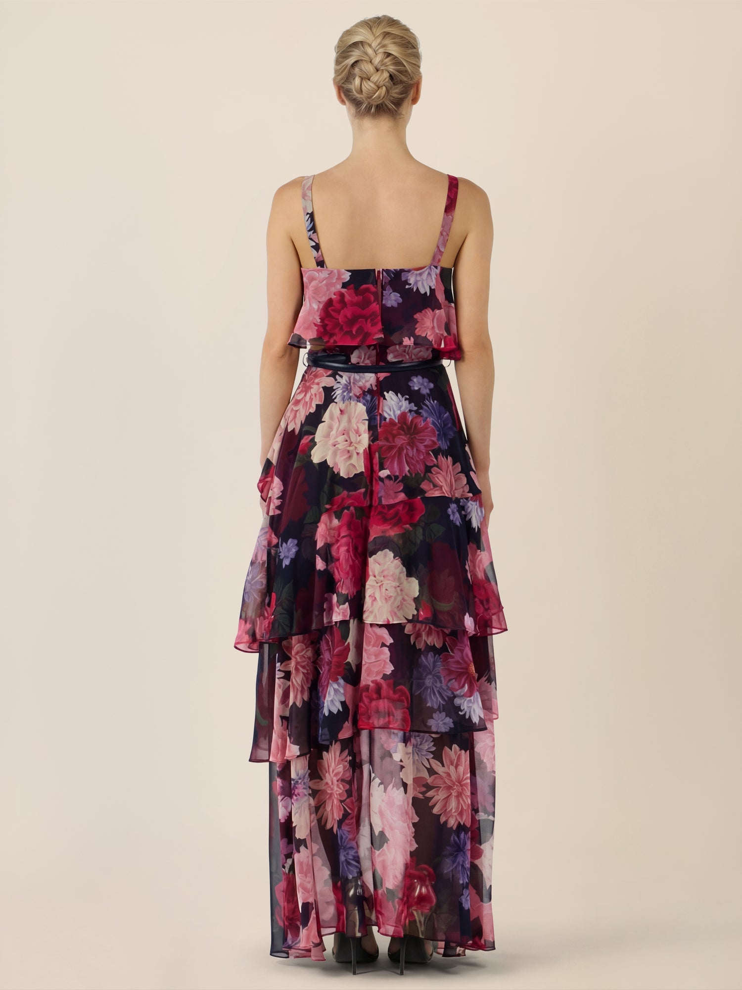 APART Stufenkleid mit floraler Eleganz | weinrot-multicolor