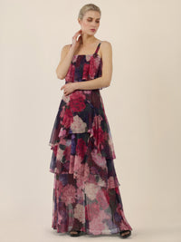 APART Stufenkleid mit floraler Eleganz | weinrot-multicolor