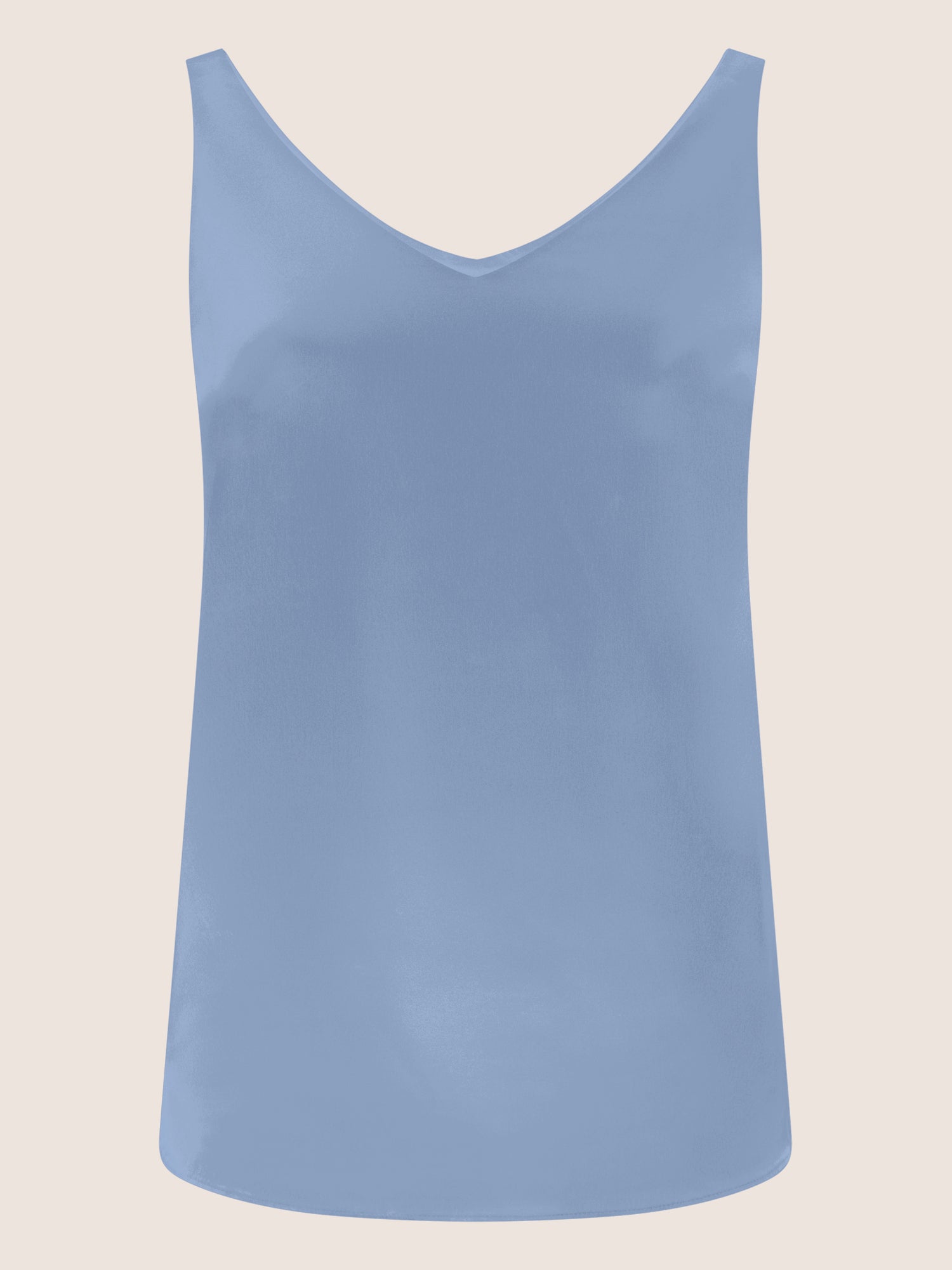 APART Satin-Top mit tiefem V-Ausschnitt | rauchblau