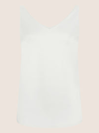 APART Satin-Top mit tiefem V-Ausschnitt | creme