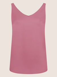 APART Satin-Top mit tiefem V-Ausschnitt | rosé
