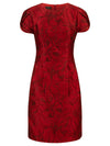 APART Jacquard Kleid mit Rundhalsausschnitt | bordeaux-schwarz