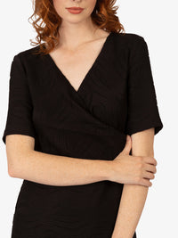 APART Jerseykleid mit Wrap-Effekt und Faltenwurf an der Seite | schwarz