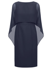 APART Kleid mit angearbeitetem Cape aus Chiffon | navy