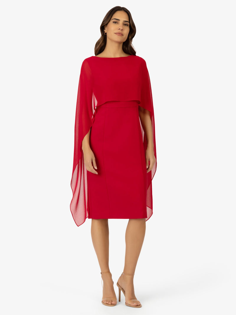 APART Kleid mit angearbeitetem Cape aus Chiffon | rot