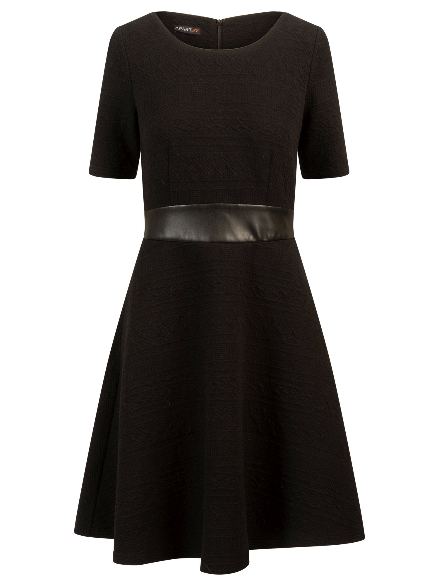 APART Kleid aus winterlichem Jersey in Waffeloptik | schwarz